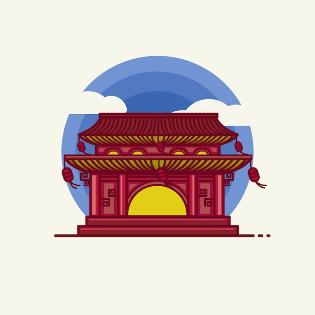 Vetor de ilustração de casa tradicional chinesa
