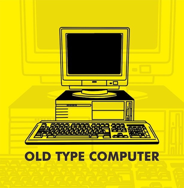 Vetor vetor de ilustração de computador de estilo antigo
