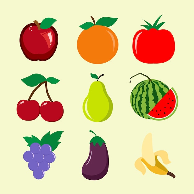 Vetor de ilustração de conjunto de frutas