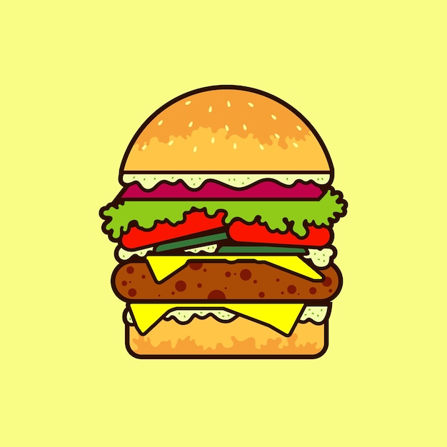 Vetor de ilustração de cor cheia de hambúrguer