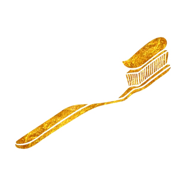Vetor vetor de ilustração de escova de dentes de textura de folha de ouro desenhada à mão