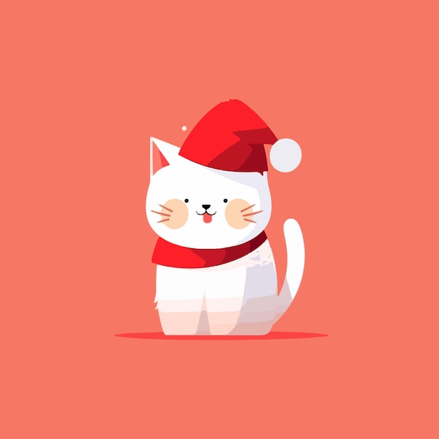 Desenhos animados de Natal de gato kawaii imagem vetorial de