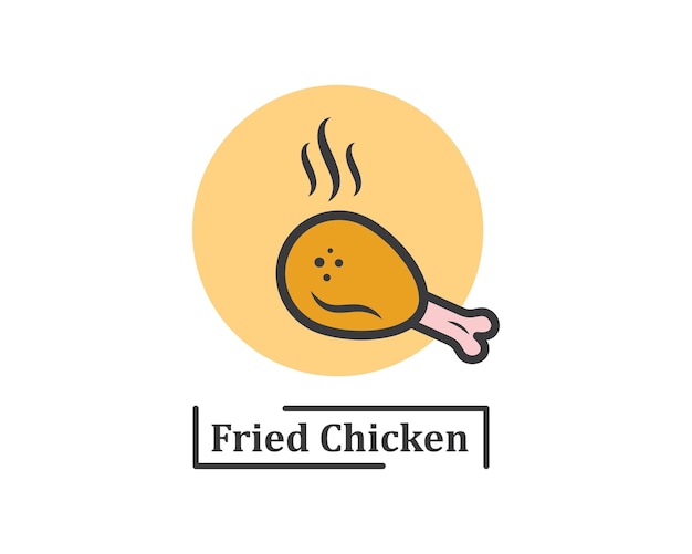 Vetor de ilustração de logotipo de ícone de frango frito