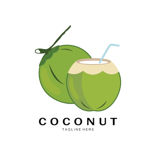 Vetor vetor de ilustração de modelo de design de logotipo de coco