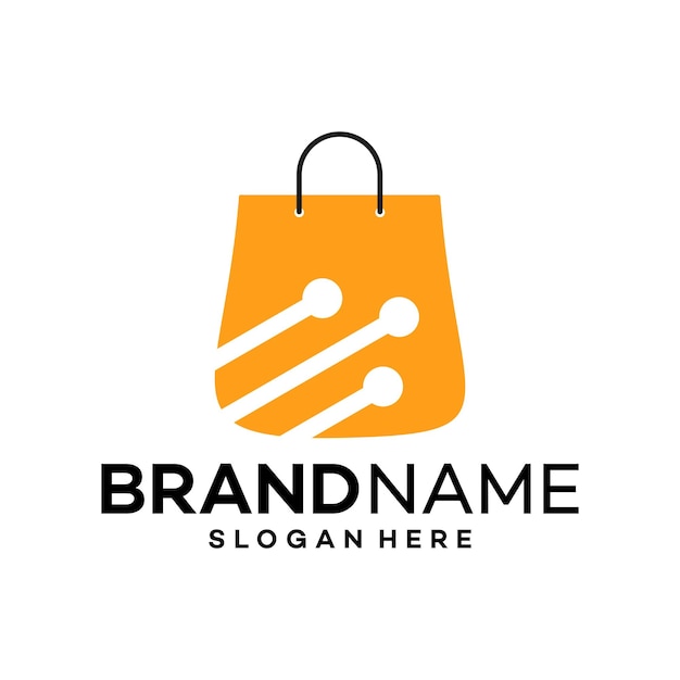 Vetor de ilustração de modelo de design de logotipo de tecnologia de bolsa de loja