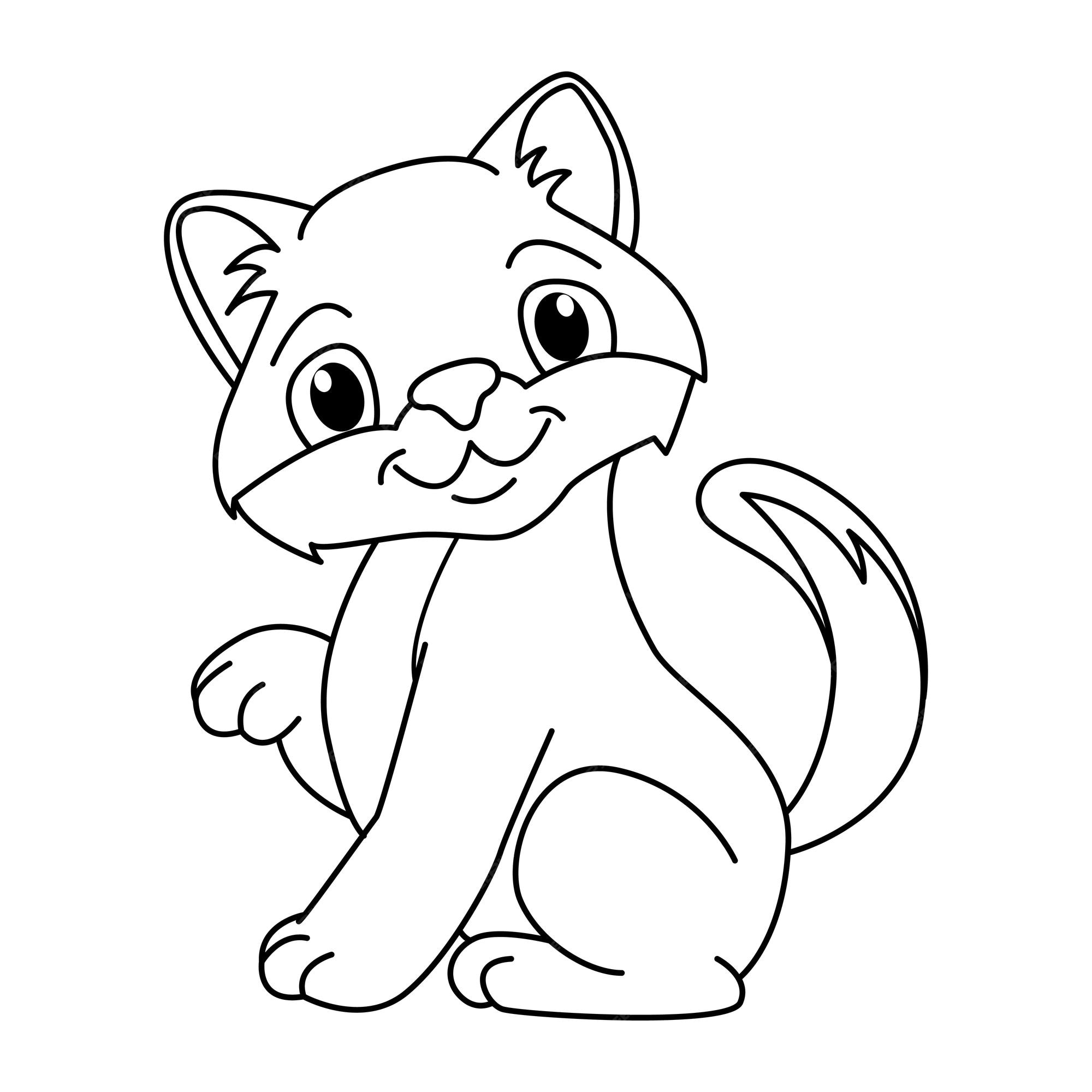 Uma coleção de gatos bonitos dos desenhos animados. ilustração em vetor  preto e branco para um livro de colorir. desenho de contorno.