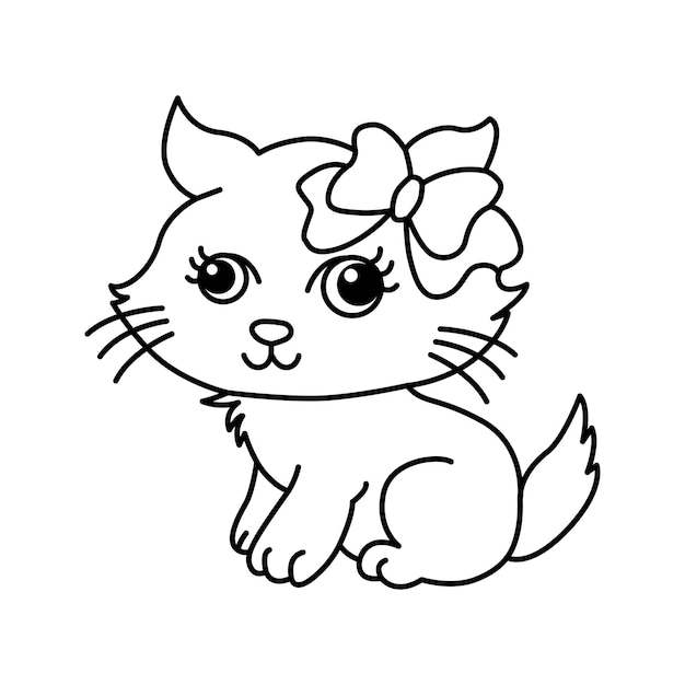 gato kawaii adequado para ilustração vetorial de página para colorir  infantil 12716836 Vetor no Vecteezy