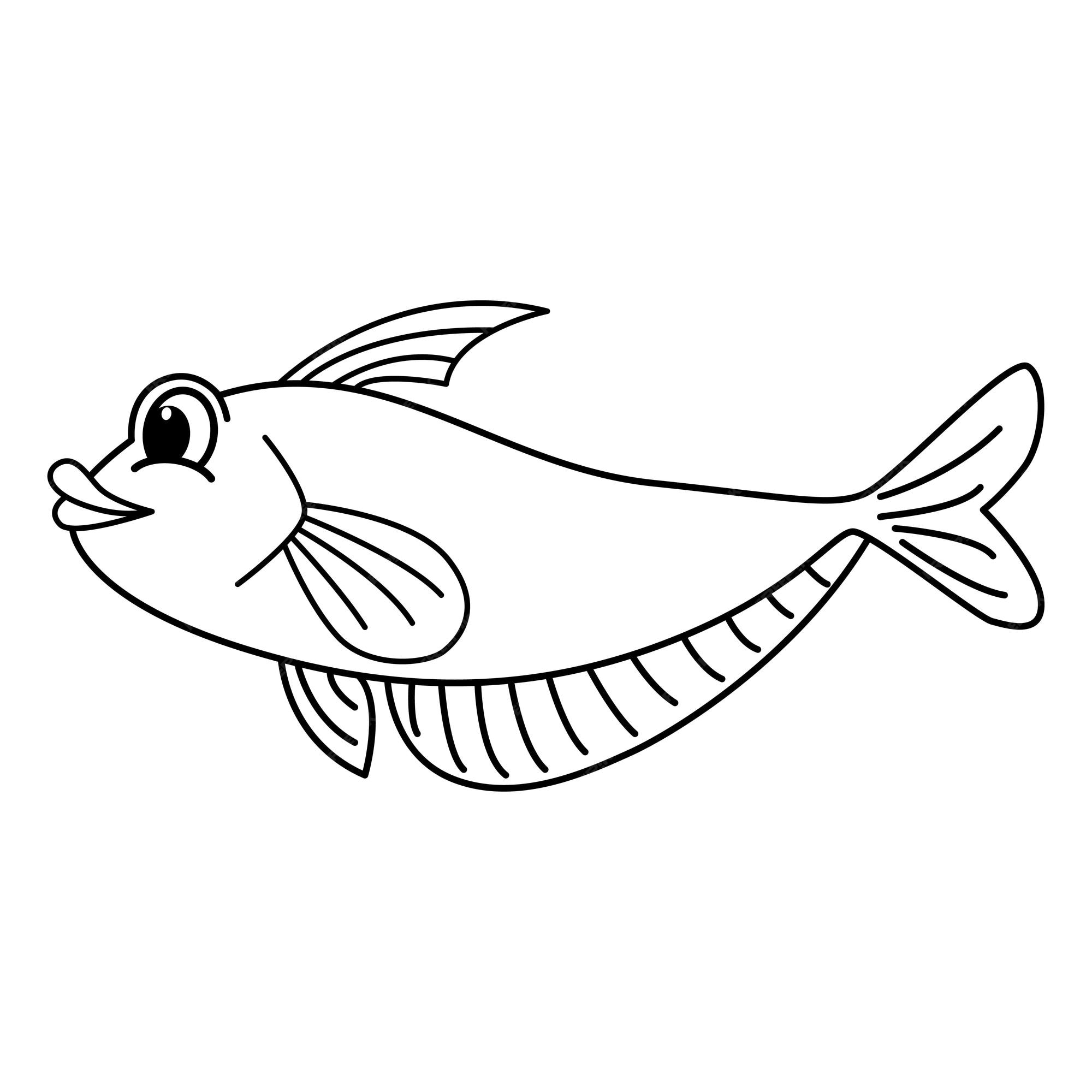 Desenho de peixe bonito para colorir e imprimir