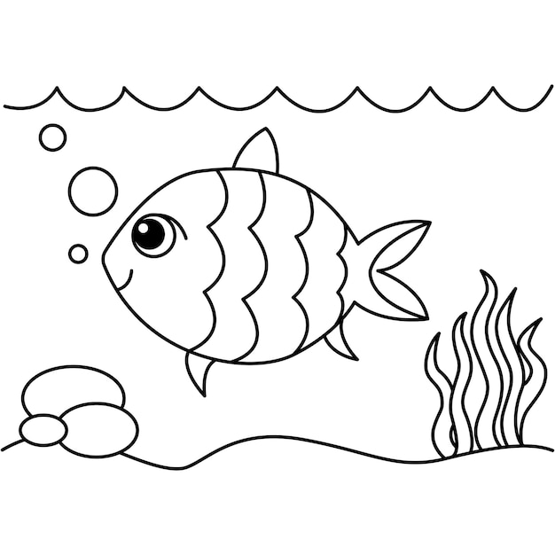 Desenho de peixe bonito para colorir e imprimir