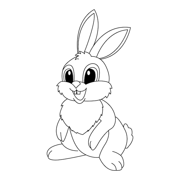 Vetor de ilustração de página para colorir de desenho de coelho fofo Para livro de colorir para crianças