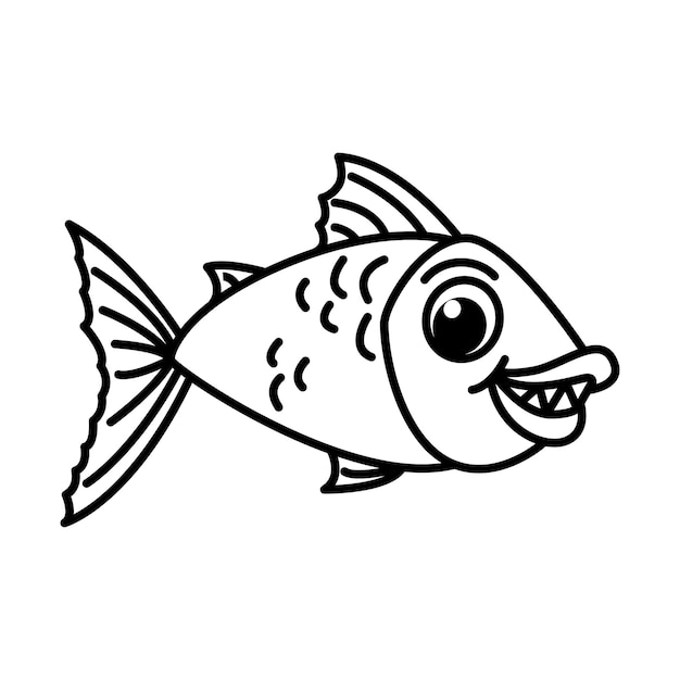 Vetor de ilustração de página para colorir de desenho de peixe-gato bonito para livro de colorir para crianças