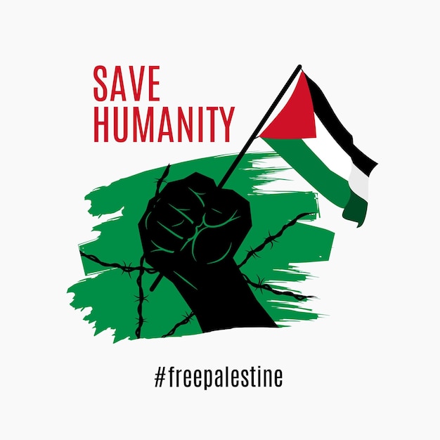 Vetor vetor de ilustração de salvar a humanidade na palestina, perfeito para impressão, campanha, pôster, etc.