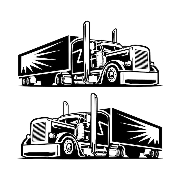 Vetor de ilustração de semi caminhão 18 rodas em fundo branco