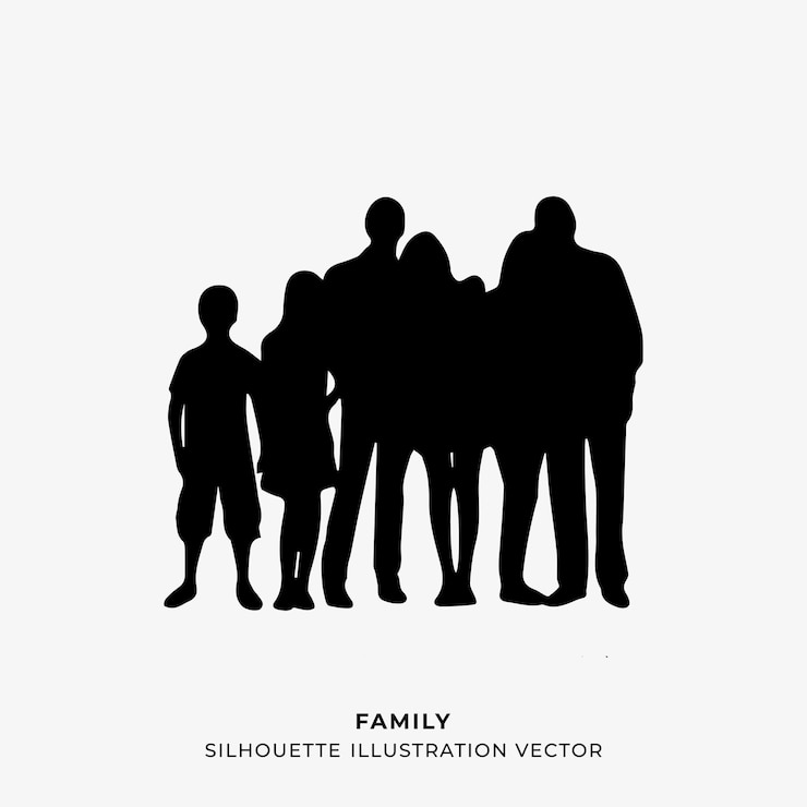 Vetor vetor de ilustração de silhueta familiar feliz