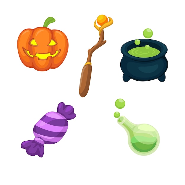 Vetor vetor de ilustração do conjunto de coleção de decoração de objetos de halloween