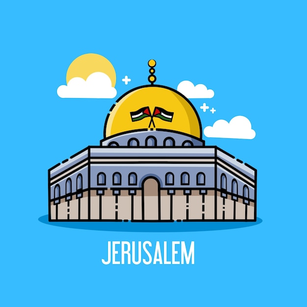 Vetor de ilustração do destino mosquejerusalem