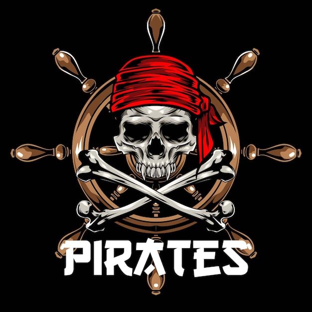 Vetor de ilustração do logotipo do crânio de piratas