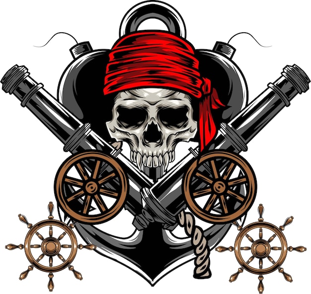 Vetor de ilustração do logotipo do crânio de piratas