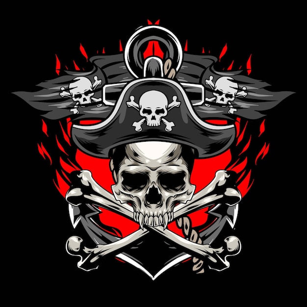 Vetor de ilustração do logotipo do crânio de piratas