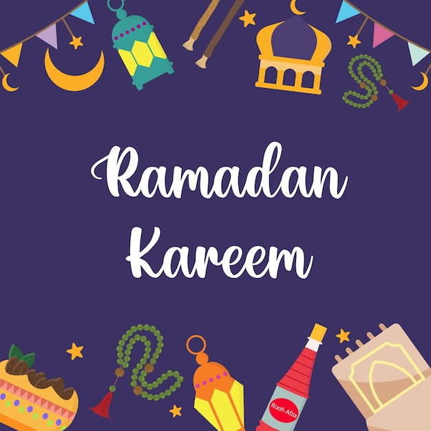 Vetor de ilustração plana de cartaz do ramadã