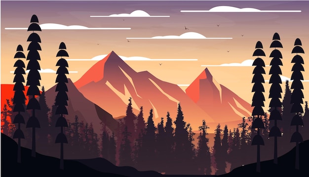 vetor de ilustração plana de paisagem montanhosa