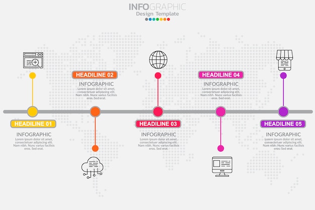 Vetor de infográfico de cronograma de cinco etapas