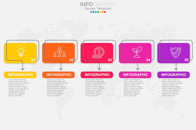 Vetor de infográfico de cronograma de cinco etapas