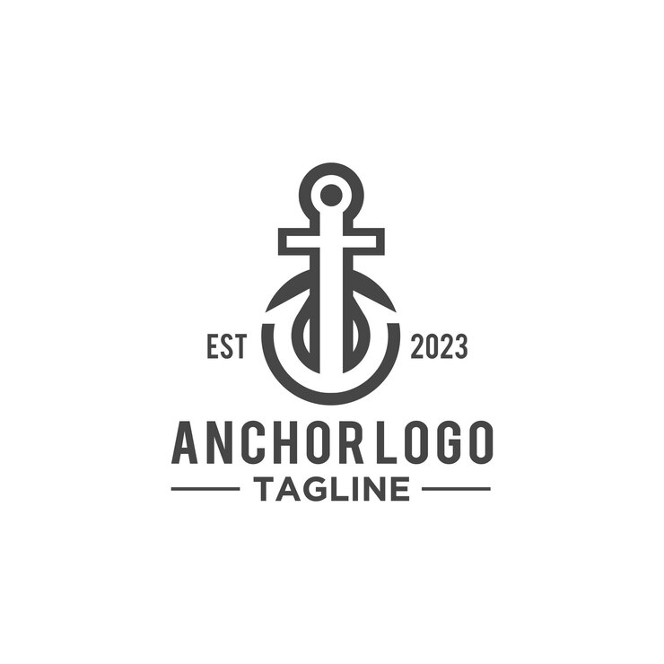 Vetor vetor de linha de âncora de design de logotipo criativo