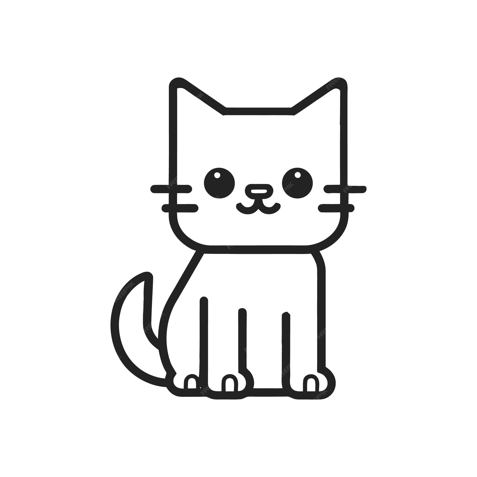 Uma coleção de gatos bonitos dos desenhos animados. ilustração em vetor  preto e branco para um livro de colorir. desenho de contorno.