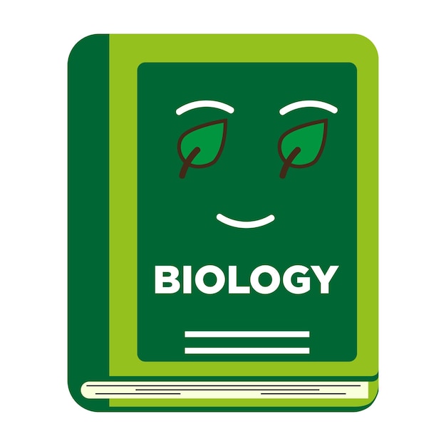 Vetor de livro de biologia, ícone de livro fofo