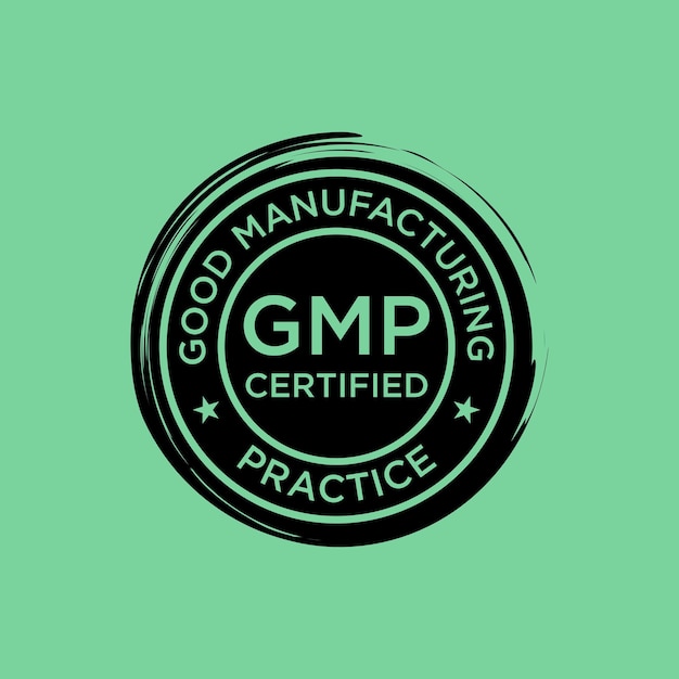 Vetor de logotipo certificado pelas boas práticas de fabricação gmp