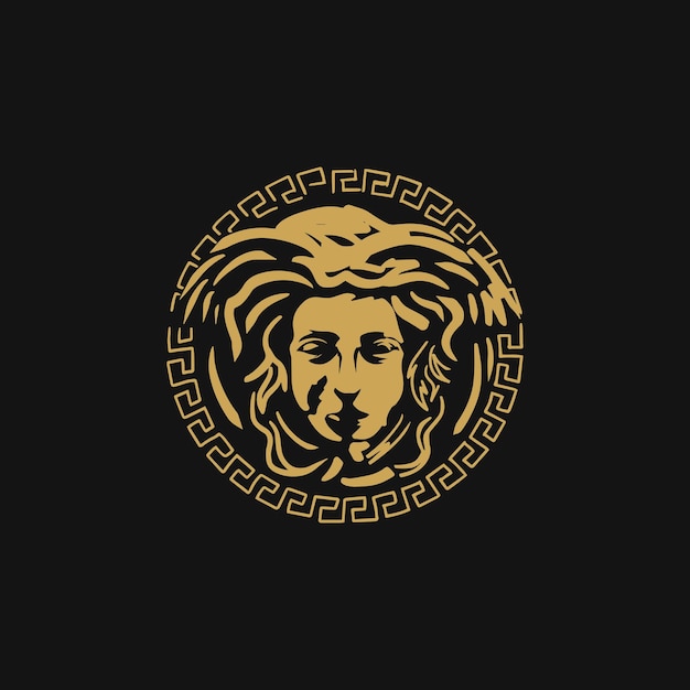 Vetor de logotipo de cabeça de medusa minimalista dourado