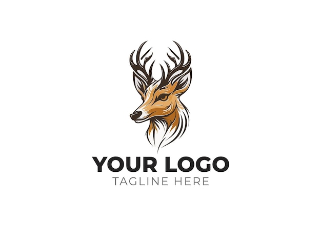 Vetor de logotipo de cabeça de veado para branding elegante