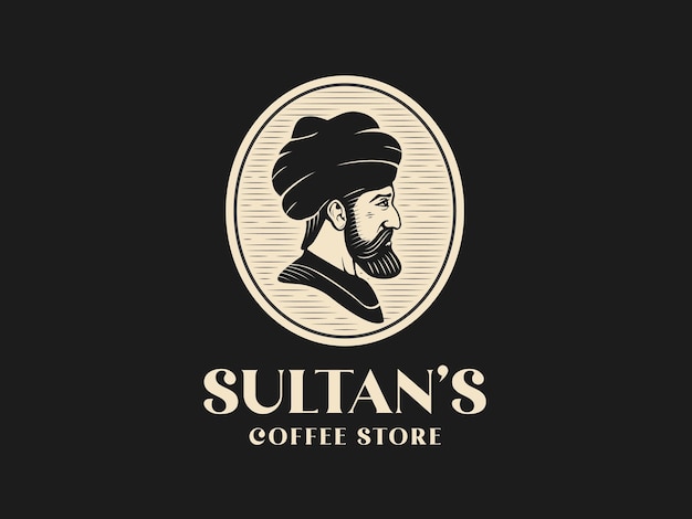 Vetor de logotipo de cafeteria vintage sultão otomano