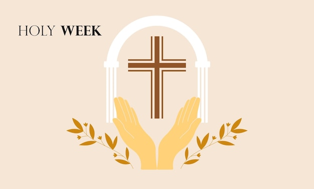 Vetor de logotipo de conceito de semana santa design plano