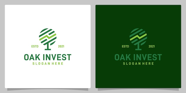 Vetor de logotipo de desenho abstrato de carvalho vintage com inspiração de logotipo de investimento analítico. vetor premium