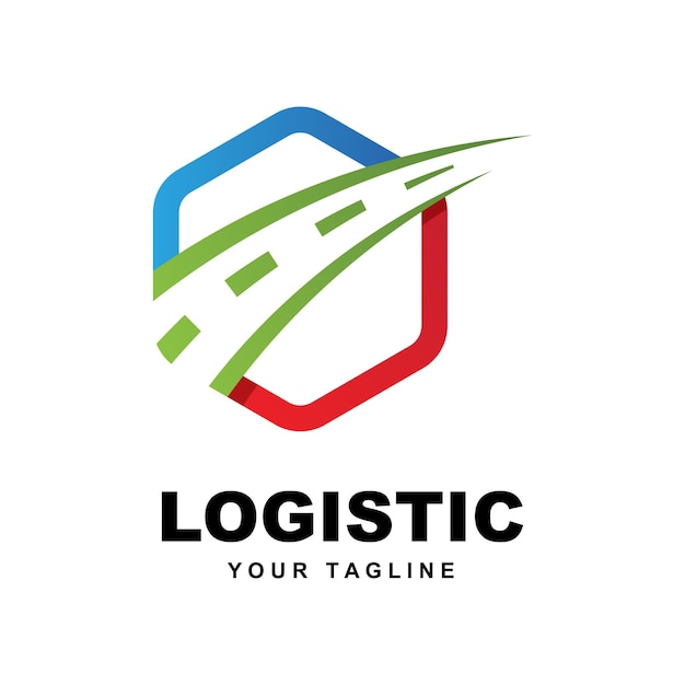 Vetor vetor de logotipo de empresa de logística com modelo de slogan