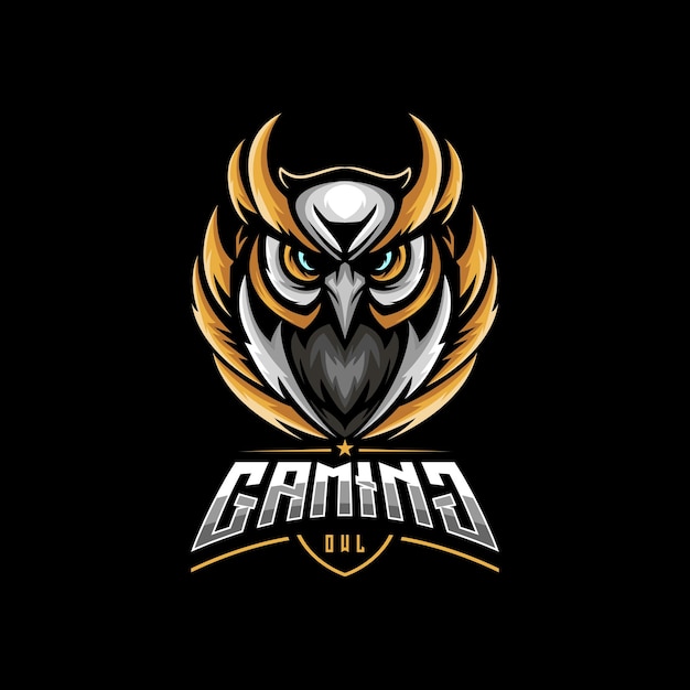 vetor de logotipo de esport de jogos de coruja