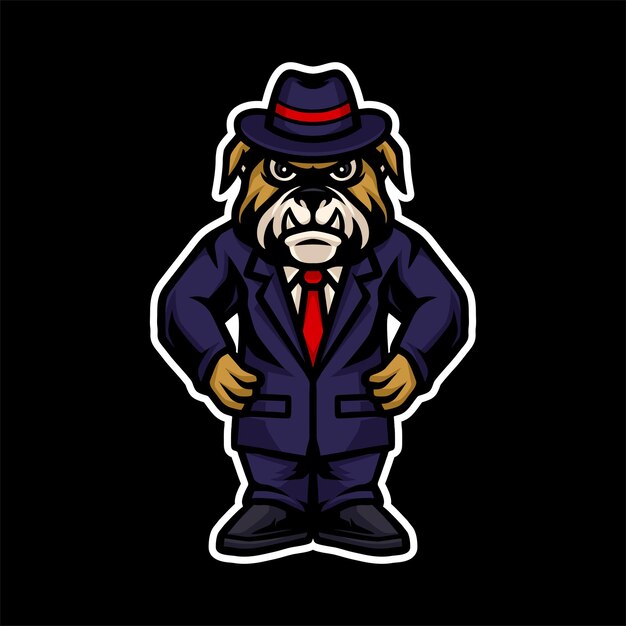 Vetor de logotipo de esports de mascote da máfia pitbull