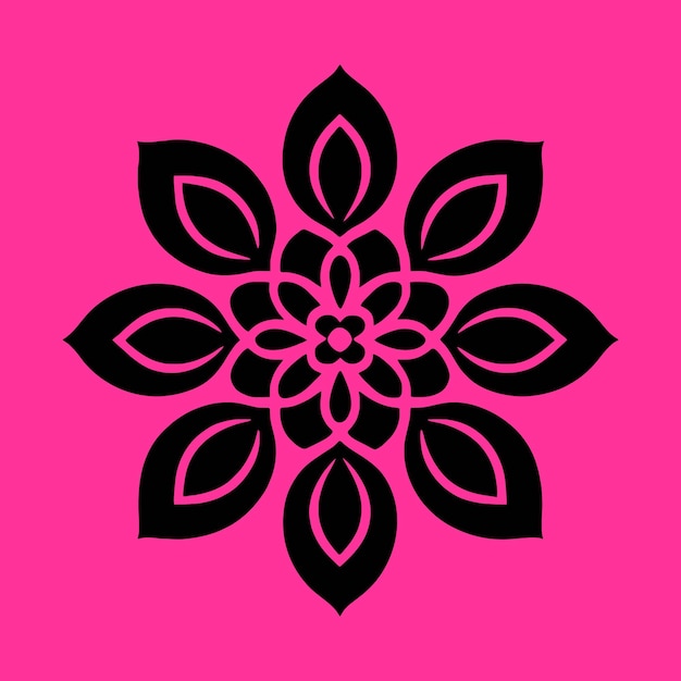 Vetor vetor de logotipo de flor simples abstrato plano mandala tatuagem planta cor flor flor flor estêncil