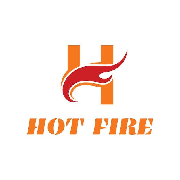 Vetor de logotipo de fogo quente com estilo de cor vermelha e laranja plana