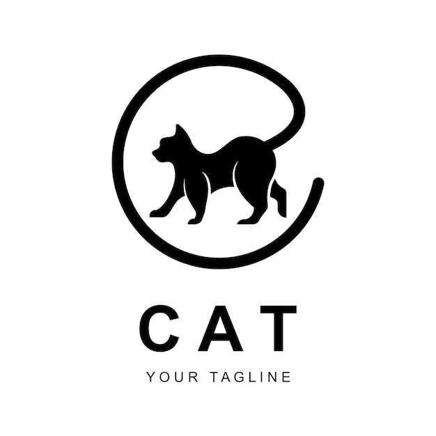 Vetor de logotipo de gato com modelo de slogan