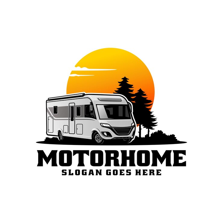 Vetor de logotipo de ilustração de carro de campista de motorhome RV