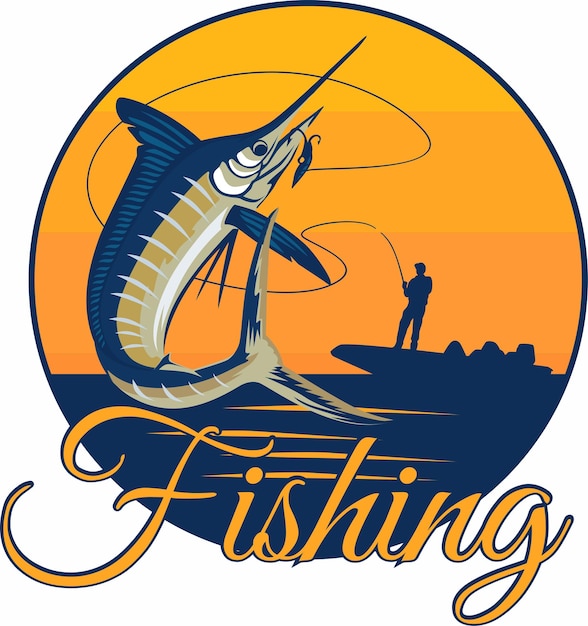 Vetor vetor de logotipo de ilustração de ícone de design de pesca