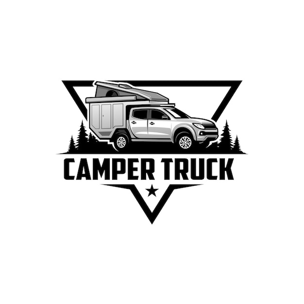 Vetor de logotipo de ilustração de van de campista de caminhão de campista RV