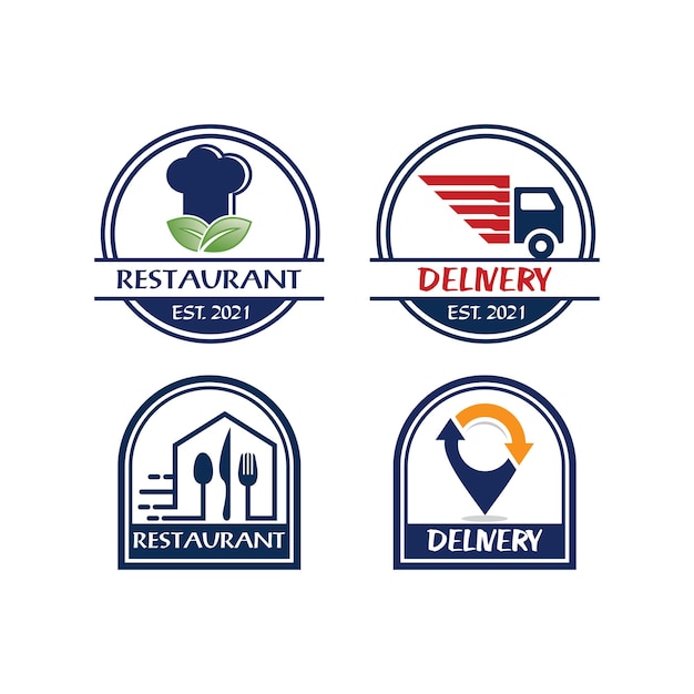 Vetor de logotipo de restaurante de logotipo de entrega de alimentos