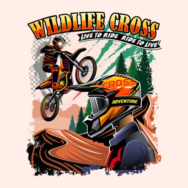Vetor vetor de logotipo de salto de motocross vetor de inspiração de logotipo de ilustração de motocross