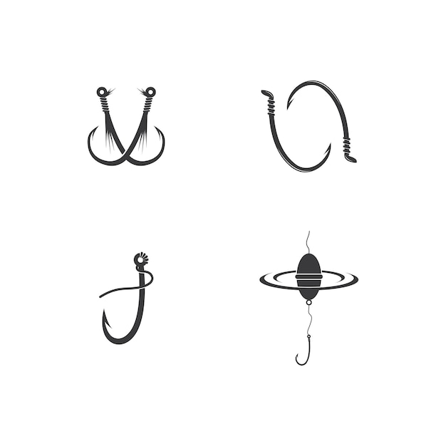 Vetor de logotipo de silhueta de ícone de anzol de pesca