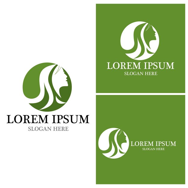 Vetor de logotipo de spa de beleza de mulher de rosto