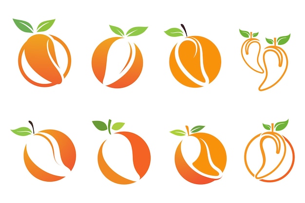 Vetor de logotipo de suco fresco de frutas de manga